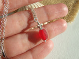 Sea Glass Bead Necklace - Red Pineapple Pendant