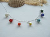 Rainbow sea glass bead necklace - 18" sterling silver - 2