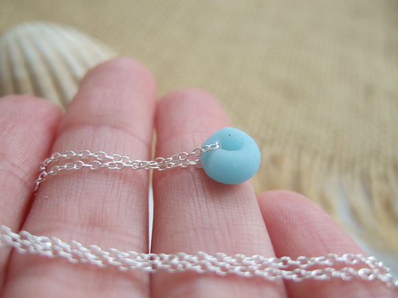 sea glass bead necklace turquoise