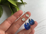 Royal Blue Japanese Sea Glass Ohajiki Earrings
