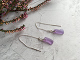 Purple Sea Glass Threader Earrings - Colour Changing Neodymium Spanish Beach Glass
