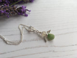 Guardian Angel Bead Pendant,Green and White Sterling Silver Mudlarking Beads , Fairy