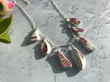 Sea Pottery Red Pattern Necklace, 18" sterling silver