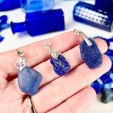 Blue Sea Glass Pendant Necklace - Choice of Style