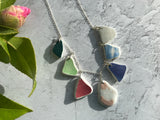 Scottish Beach Pottery Rainbow Necklace, 18" Sterling Silver