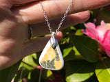 Yellow Black Flower Scottish Sea Pottery Pendant
