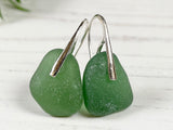 Water Drops - Sterling Silver and Green Sea Glass