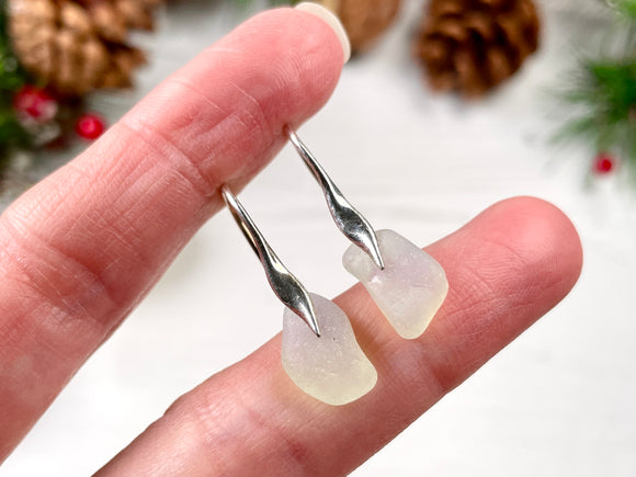 Waves - Opalescent sea glass earrings, opaque