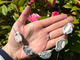 Sea Pottery Blue Necklace Endless Chain 28” Sterling Silver