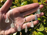 Scottish Sea Glass Necklace, White Seafoam Lavender Blue 18”Sterling Silver