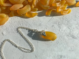Yellow Sea Glass Flower Necklace - Spanish sea glass pendant