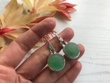 Sea Glass Marble Earrings - Green Cat's Eyes