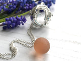 Scottish Sea Glass Peach Pink Marble in Star Moon Openable Locket