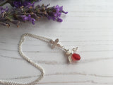 Guardian Angel Bead Pendant, Red and White Sterling Silver Mudlarking Beads , Fairy