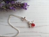 Guardian Angel Bead Pendant, Red and White Sterling Silver Mudlarking Beads