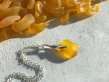 Yellow Sea Glass Wave Necklace - Spanish sea glass pendant