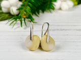 Water Drop Earrings - Yellow Milk Sea Glass From Seaham