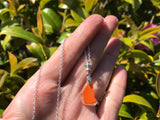 Scottish Layered Orange Flash Sea Glass Necklace Sterling Silver
