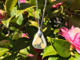 Yellow Black Flower Scottish Sea Pottery Pendant