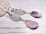 Wampum Sea Glass Earrings - Double Drop Chandeliers