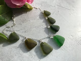 Mermaids Tears - Green Scottish Sea Glass Necklace, Sterling Silver 18"