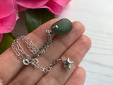 Green Seaham Sea Glass Bracelet - Star Charm 7” plus 1” Sterling