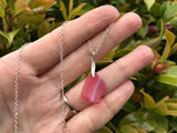 Scottish Pink Sea Glass Necklace Sterling Silver - Wave