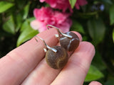 Amber Swirl Sea Glass Marble Earrings - Leverback Sterling
