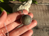 XL Purple and Yellow Milk Sea Glass Marble Necklace with Silver Plated Band Setting