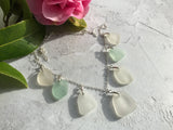 Mermaids Tears - Scottish Sea Glass Sea Foam and White Mix 18” Sterling Silver