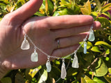 Scottish Sea Glass Necklace, White Seafoam Lavender Blue 18”Sterling Silver