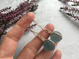 Japanese Sea Glass Marble Earrings, Hooks Sterling Silver Sea Foam