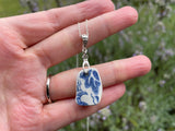 Blue Willow Pagoda Scottish Sea Pottery Pendant set in Sterling Silver