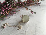 Sea Glass Marble necklace - White cat's eye