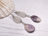 Wampum Sea Glass Earrings - Double Drop Chandeliers