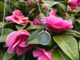 Japanese Sea Glass Ohajiki, Flat Marble Necklace, light green