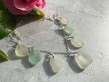 Mermaids Tears - Scottish Sea Glass Sea Foam and White Mix 18” Sterling Silver