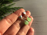 UV Sea Glass Heart Stud Earrings, Sterling Silver Romantic