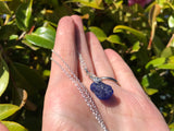 Spanish Blue Bonfire Sea Glass Necklace Sterling