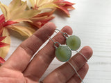 Sea Glass Yellow Cat's Eye Marble Threader Earrings