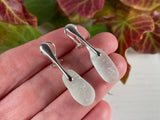 Sea foam or white sea glass, sterling silver earrings - clip on, clip-ons non pierced ears