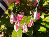 Sea Pottery Red Pattern Necklace, 18" sterling silver