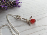 Guardian Angel Bead Pendant, Red and White Sterling Silver Mudlarking Beads , Fairy