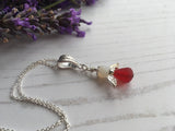 Guardian Angel Bead Pendant, Red and White Sterling Silver Mudlarking Beads