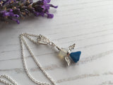 Guardian Angel Bead Pendant, Blue and White, Sterling Silver Mudlarking Beads , Fairy