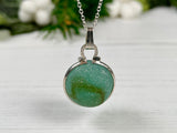 Japanese Sea Glass Marble Necklace, Teal Beach Glass, Sphere Pendant