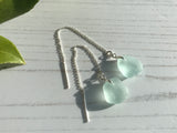 Seafoam Threader Earrings - Sterling Silver Pull Through Dangling Earring