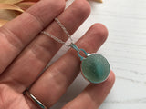 Sea Glass Marble necklace - Aqua cat's eye