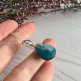 Electric Turquoise White Stripes Sea Glass Necklace