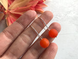Mudlark bead earrings - orange colour earrings, sterling silver